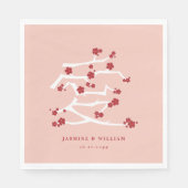 Chinese Love Red Cherry Blossom Verloving Shower Servet (Voorkant)
