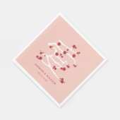 Chinese Love Red Cherry Blossom Verloving Shower Servet (Hoek)