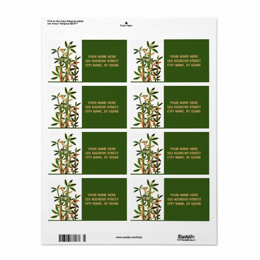 Chinese Lucky Bamboe-Planten, gepersonaliseerd Etiket (Full Sheet)