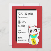 Chinese Lucky Cat sparen de datum Save The Date (Voorkant)