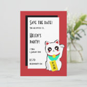 Chinese Lucky Cat sparen de datum Save The Date (Staand voorkant)