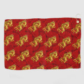 Chinese Lucky Gold Dragon Golf Handdoek (Horizontaal)