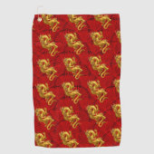 Chinese Lucky Gold Dragon Golf Handdoek (Voorkant)