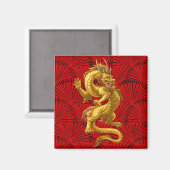 Chinese Lucky Gold Dragon Magnet (Voorkant / Achterkant)