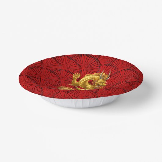 Chinese Lucky Gold Dragon Paper Bowls Papieren Kommen (Gebogen)