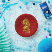 Chinese Lucky Gold Dragon Paper Bowls Papieren Kommen (Feest)