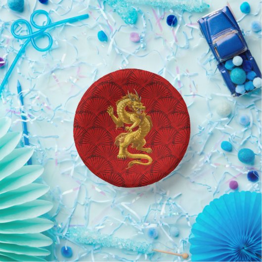 Chinese Lucky Gold Dragon Paper Bowls Papieren Kommen (Feest)