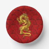Chinese Lucky Gold Dragon Paper Bowls Papieren Kommen (Voorkant)