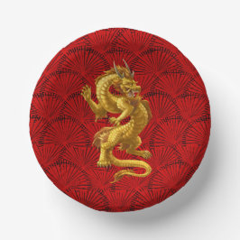 Chinese Lucky Gold Dragon Paper Bowls Papieren Kommen