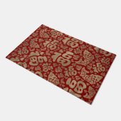 Chinese Lucky Symbols en Koi Fish - Red en Gold Deurmat (Schuin)
