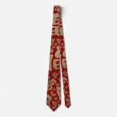 Chinese Lucky Symbols en Koi Fish - Red en Gold Stropdas (Voorkant)