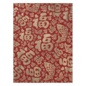 Chinese Lucky Symbols en Koi Fish - Red en Gold Tafelkleed (Voorkant)
