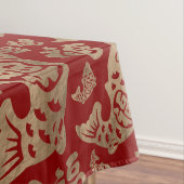 Chinese Lucky Symbols en Koi Fish - Red en Gold Tafelkleed (Voorbeeld)
