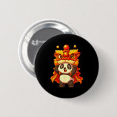 Chinese Lunar New Year Lion Dance Cute Panda China Ronde Button 5,7 Cm (Voorkant /achterkant)