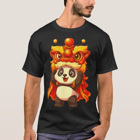 Chinese Lunar New Year Lion Dance Cute Panda China T-shirt (Voorkant)