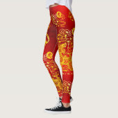Chinese Lunar New Year of Tiger Gold Foil Red Leggings (Links)