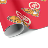 Chinese lunar New Year Tiger zodiac lucky Cadeaupapier (Rol Hoek)