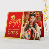 Chinese lunar New Year - Year of the Horse 2026 Kaart (Gele Bloem)