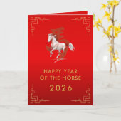 Chinese lunar New Year - Year of the Horse 2026 Kaart (Gele Bloem)