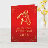 Chinese lunar New Year - Year of the Horse 2026 Kaart (Gele Bloem)