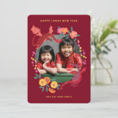 Chinese Maan nieuw jaar van de draak foto Feestdagenkaart (Staand voorkant)