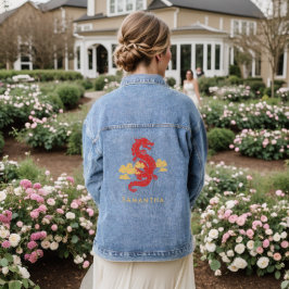 Chinese Maan Nieuwjaar Dragon 2024 gepersonaliseer Denim Jacket