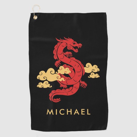 Chinese Maan Nieuwjaar Dragon 2024 gepersonaliseer Golfhanddoek (Voorkant)