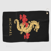 Chinese Maan Nieuwjaar Dragon 2024 gepersonaliseer Golfhanddoek (Horizontaal)
