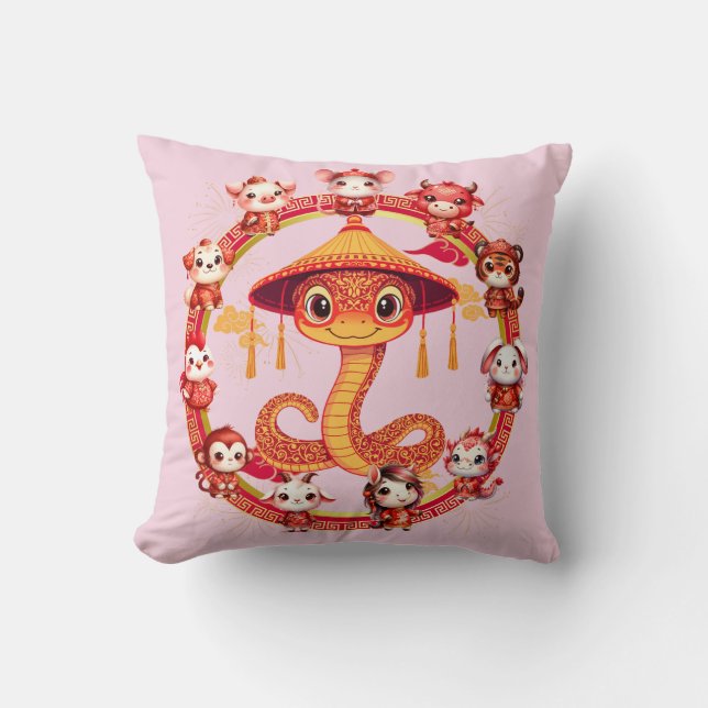 Chinese Maan Nieuwjaar Slang Ontwerp 1 Kussen (Voorkant)