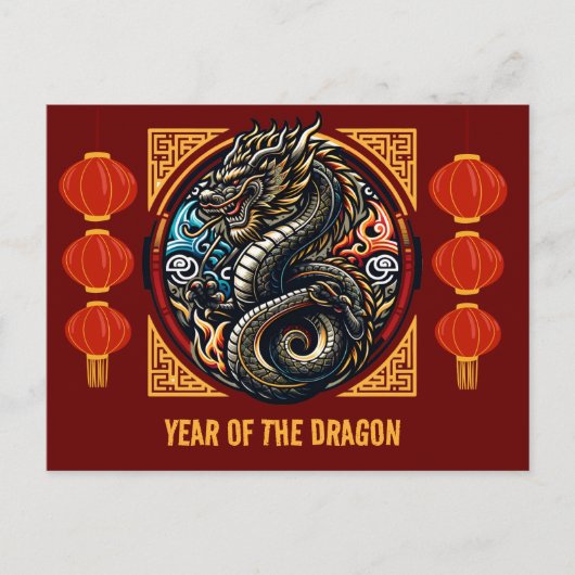 Chinese Maan Nieuwjaar van de Draak 2024 Briefkaart (Voorkant)
