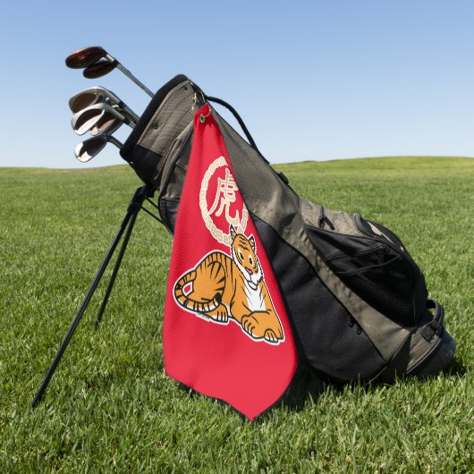 Chinese maffia nieuwjaar tijger dierentuin geluk golfhanddoek (Groen)