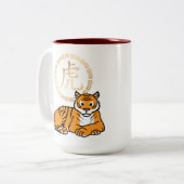 Chinese maffia nieuwjaar tijger dierentuin geluk tweekleurige koffiemok (Voorkant links)