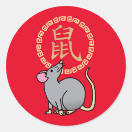 Chinese maffia nieuwjaarscuus boft rood ronde sticker