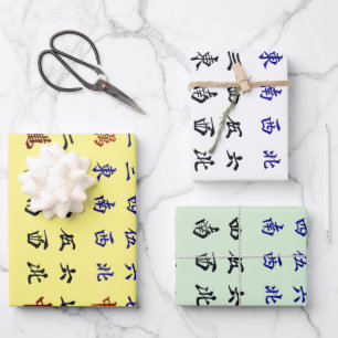 Chinese Mahjong Characters Set Inpakpapier Vel