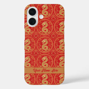 Chinese Majestic Golden Dragon Pattern iPhone 16 Hoesje