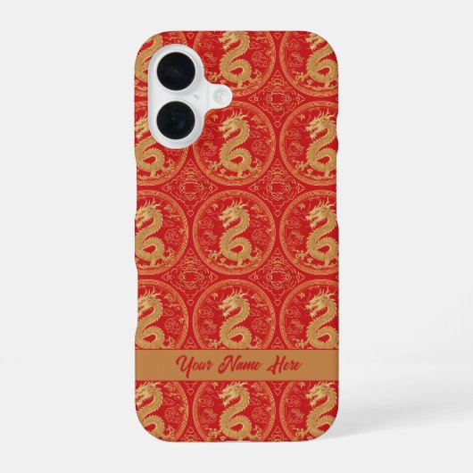Chinese Majestieke Gouden Draak Patroon iPhone 16 Hoesje (Achterkant)