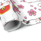 Chinese Maneki-neko katten Cadeaupapier (Rol Hoek)