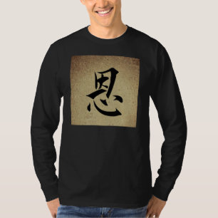 Chinese Mannen met Symboolgrafie, lang gestroomlij T-shirt