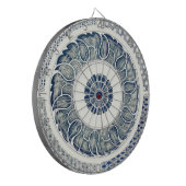Chinese Medaillon: Indigo Blau Chinoiserie Dartbord (Voorkant Links)