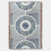 Chinese Medaillon: Indigo Blau Chinoiserie Deken (Voorkant Verticaal)