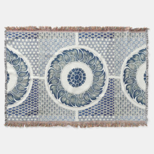 Chinese Medaillon: Indigo Blau Chinoiserie Deken