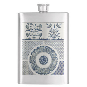 Chinese Medaillon: Indigo Blau Chinoiserie Flacon