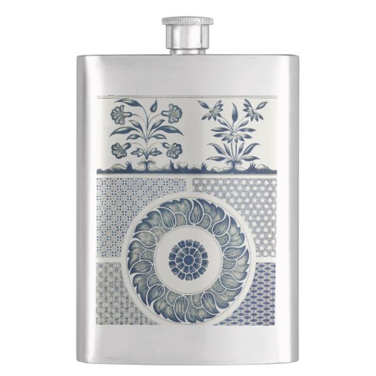 Chinese Medaillon: Indigo Blau Chinoiserie Flacon (Voorkant)