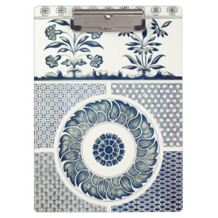 Chinese Medaillon: Indigo Blau Chinoiserie Klembord