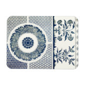 Chinese Medaillon: Indigo Blau Chinoiserie Magneet (Horizontaal)