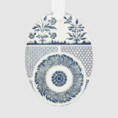 Chinese Medaillon: Indigo Blau Chinoiserie Ornament (voorkant)