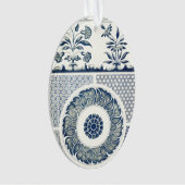 Chinese Medaillon: Indigo Blau Chinoiserie Ornament (voorkant)