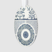 Chinese Medaillon: Indigo Blau Chinoiserie Ornament (voorkant)