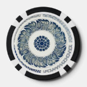 Chinese Medaillon: Indigo Blau Chinoiserie Poker Chips (Achterkant)