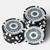 Chinese Medaillon: Indigo Blau Chinoiserie Poker Chips (Opstapeling)